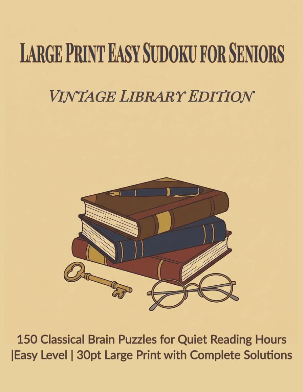 Large Print Easy Sudoku for Seniors: Vintage Library Edition: 150 Classical Brain Puzzles for Quiet Reading Hours | 30pt Large Print with Complete Solutions