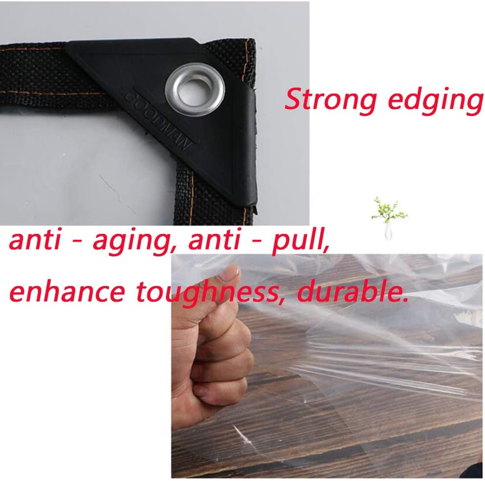 OKUOKA Waterproof Clear Tarpaulin Sheet Heavy Duty Dustproof Rainproof Strengthen Windproof Cover with Eyelets for Plants Greenhouse Pet Hutch Roof(Size:5x5m)