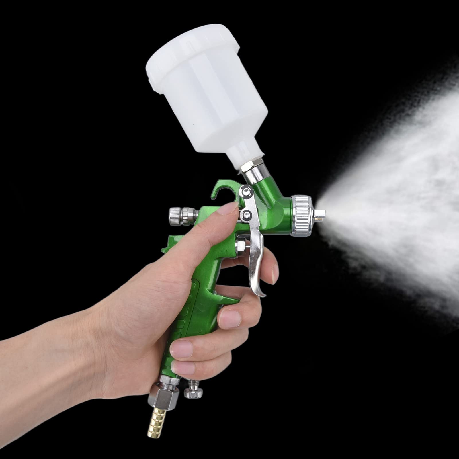 Mini Pistola a Spruzzo Portatile 100 ml Calibro 10 mm in Alluminio Rame Acciaio Inossidabile Alta Atomizzazione per Vernice Ritocchi Fai da Te