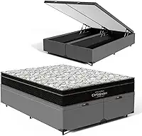 Cama Box Baú com Colchão de Espuma D45 Ortobom Airtech Ortopillow 150 (Queen)