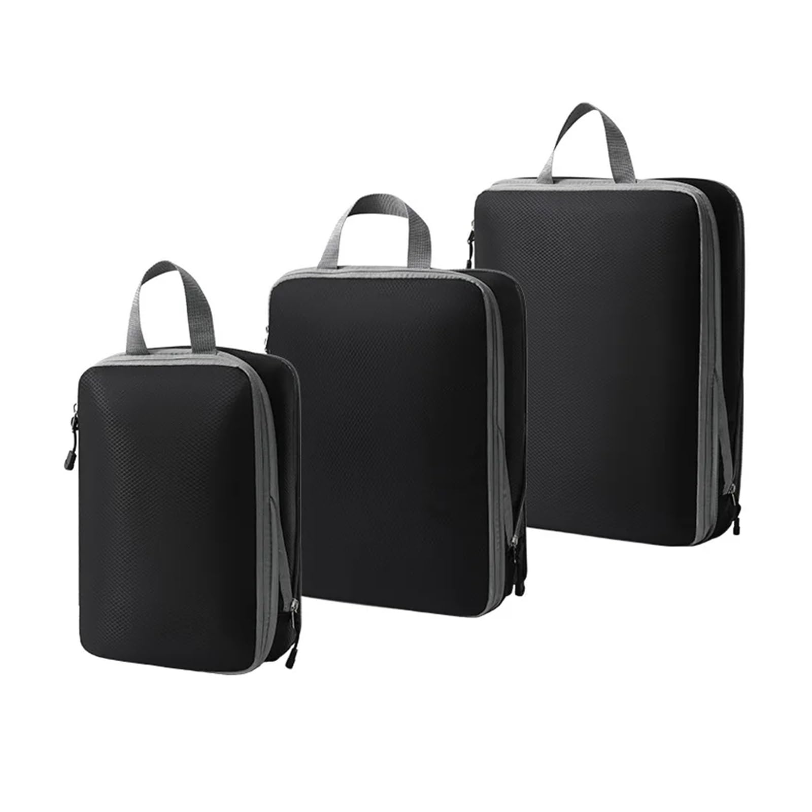 Organizer Valigia Set di 3 cubi da imballaggio compressi, borsa organizer viaggio impermeabile e comprimibile for vestiti(Black)