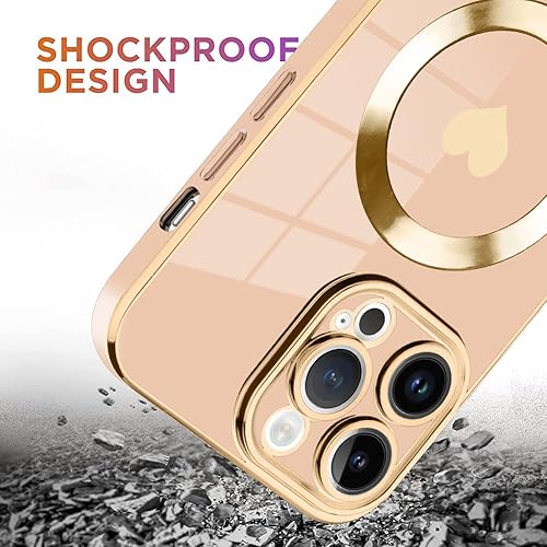 Miniatura 4 de tharlet Funda magnética para iPhone 15 Pro Max compatible con Magsafe Linda funda de lujo con borde chapado de lujo con funda completa para lente de