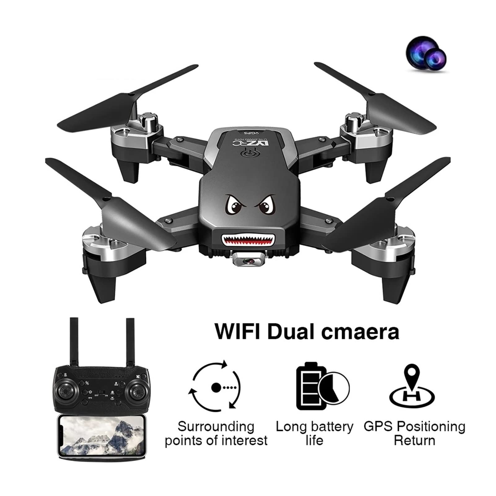 L105 GPS 4K HD Kamera Drone Wifi 25min Czas lotu Quadcopter RC Odległość 1km Profesjonalny składany helikopter Dron (Kolor: Single4K 2B)