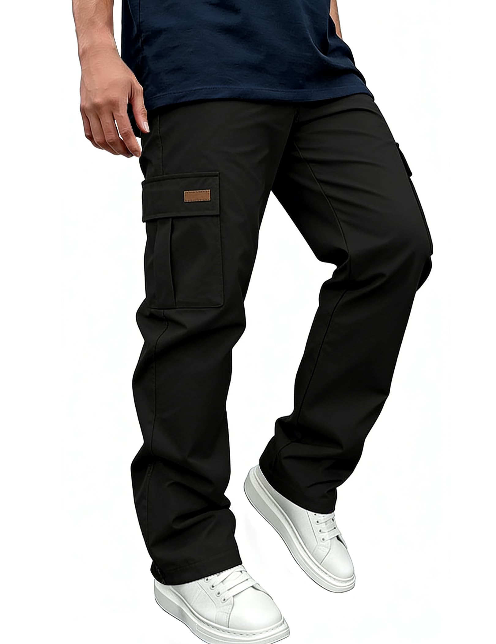 VOLTEXUS Herren Baggy Cargo Jogginghose – Elastische Taille mit Taschen, Outdoor Hiking Workout Casual Hose, Mehreren Farben und Größen Verfügbar