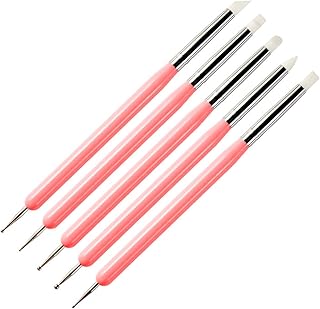 Nail Art Brush Pens, 5 Pack Rhinestone Picker Dotting Pen Silicone Nail Dotting Tool，Silicone Nail Art Sculpture Pen Double Ended Dotting Tools Set Nail Art DIY Decoration Tool