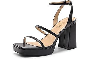 Women's Strappy High-Heel Sandals with Platform and Square Toe