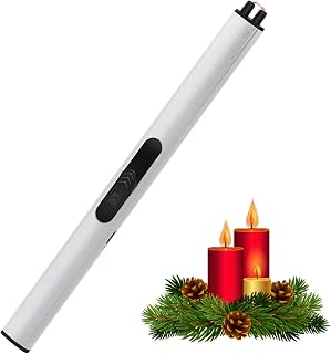 Candle Lighter, Electric Arc Long Lighter USB Rechargeable Lighter Flameless Lighter for Candle BBQ Grill Fireworks Cooking (Silver)