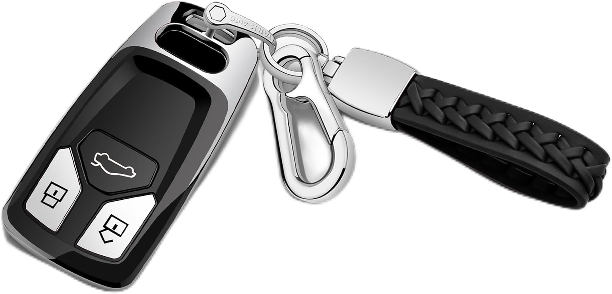 Autophone Compatible with Audi Key Fob Cover Case Premium Soft TPU 360 Degree Entire Protection Key Shell Key Case for A4 A5 Q5 Q7 TT TTS S4 S5 RS4 RS5 Smart Key (only for Keyless go)-Silver