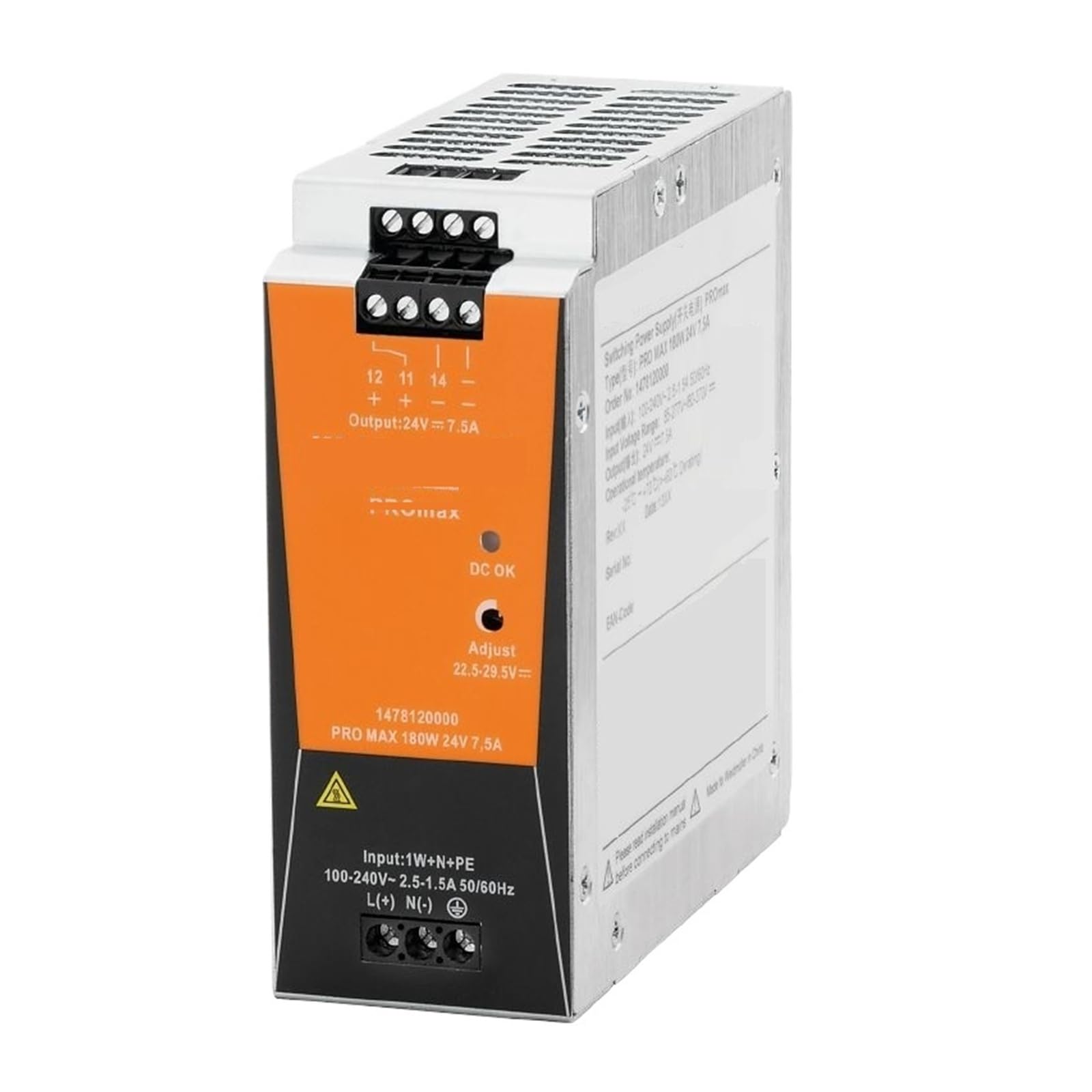 1478120000 Bloc d'alimentation à découpage, 180 W 24 V 7,5 A
