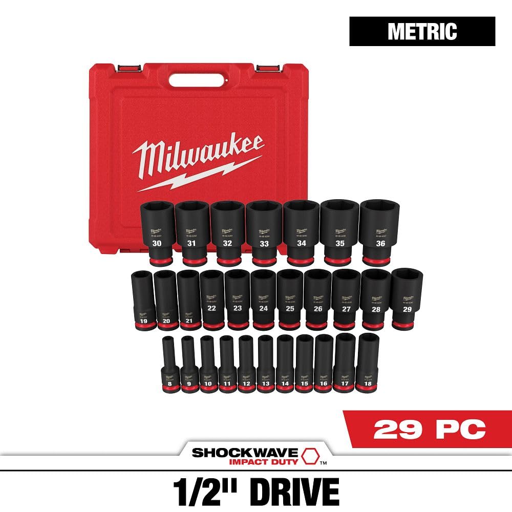 mikiko Milwaukee Electric - 29PC IMP Duty 1/2DR Metric DP 6-PT Socket Set