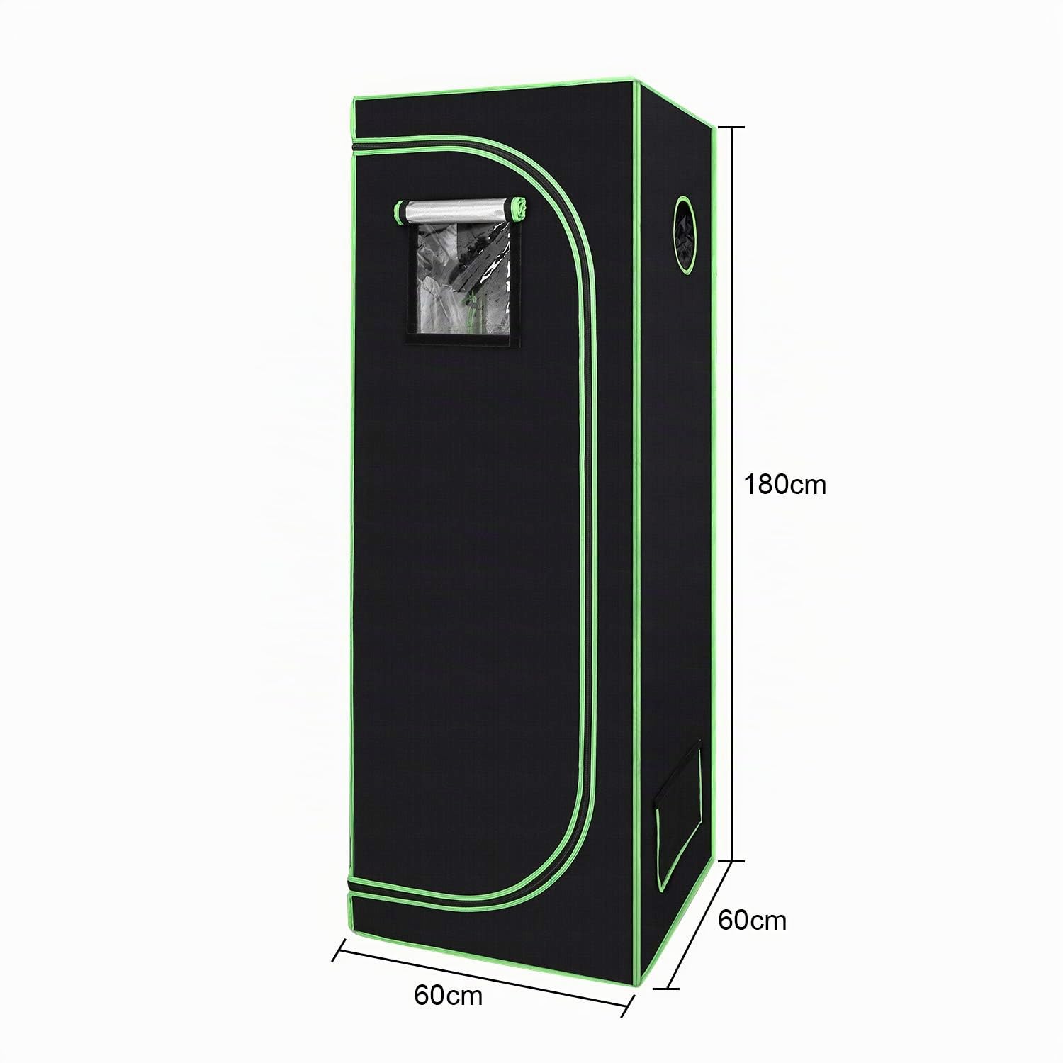 Lospitch Growzelt, Grow Tent|Grow Schrank|Zuchtzelt|Lichtdicht und Wasserdicht Pflanzenzelt|Gewächshaus für Homegrowing|600D Oxford, 60x60x180cm, Schwarz Grün