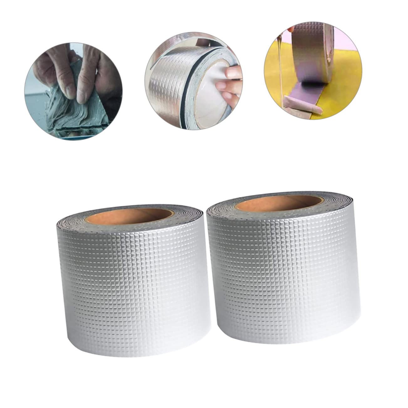 IMIKEYA Nastro Sigillante Butilico 2 Pezzi Alluminio Argento, Nastro Professionale per Riparazione e Tenuta su Superfici Marmo e Finestre, 5Cm X 5m