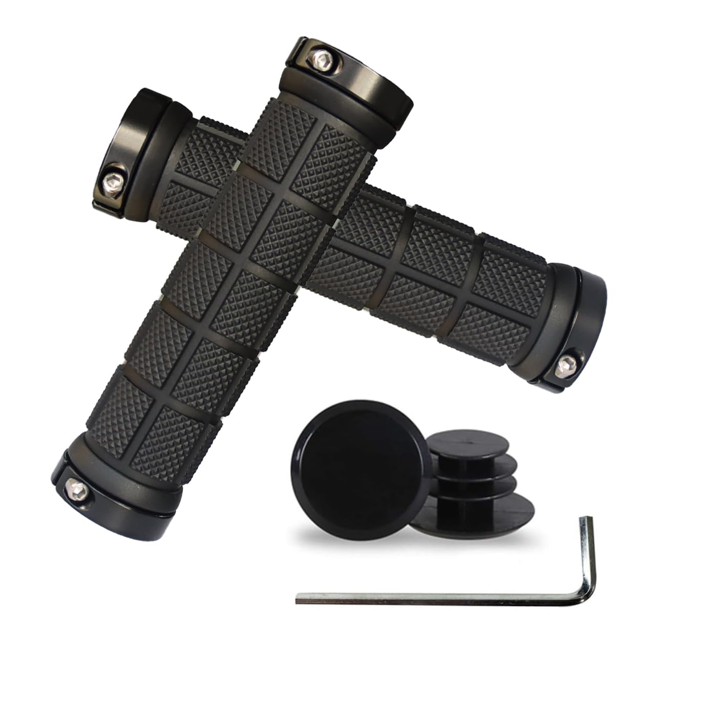 PLATT Bike Handlebar Grips Rubber Comfortable Bicycle Handle Grip for MTB/BMX with Plastic End Caps