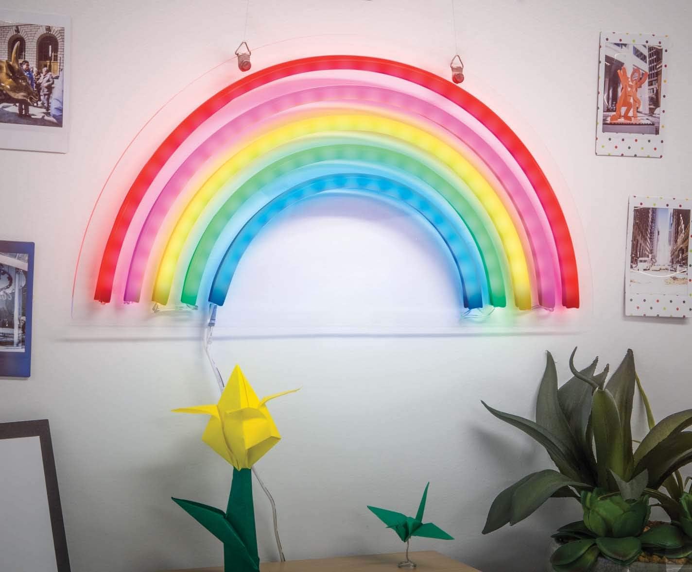 West & Arrow Rainbow Neon Lights,Rainbow Neon Signs Lamps Marquee Battery USB Operated Table Led Ligths Hanging Wall Decoration Girls Bedroom,Living Room, Christmas,Party as Kids Gift (Rainbow)