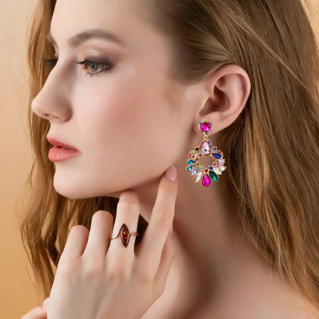 Boucles D'Oreilles Femme Zircon Cristal Strass - Boucles Chandelier Dangle Élégantes
