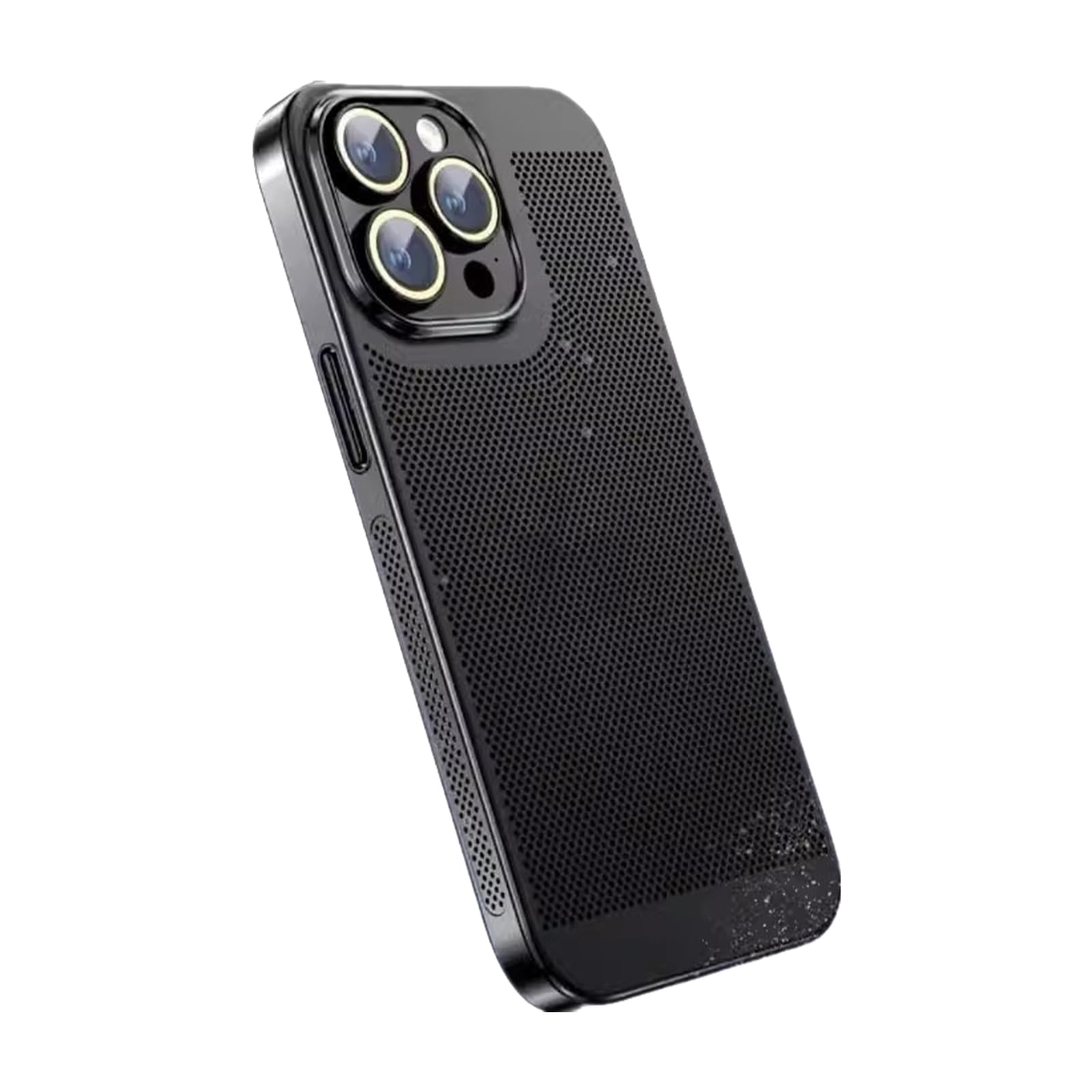 FEEGAR 2023 New Electroplating Heat Dissipation Plating Fine Hole Protector Phone Case for iPhone Case, Shiny Cooling Breathable ICY Feeling Cooling Mobile Phone Case (Black,for iPhone 11 Pro Max)