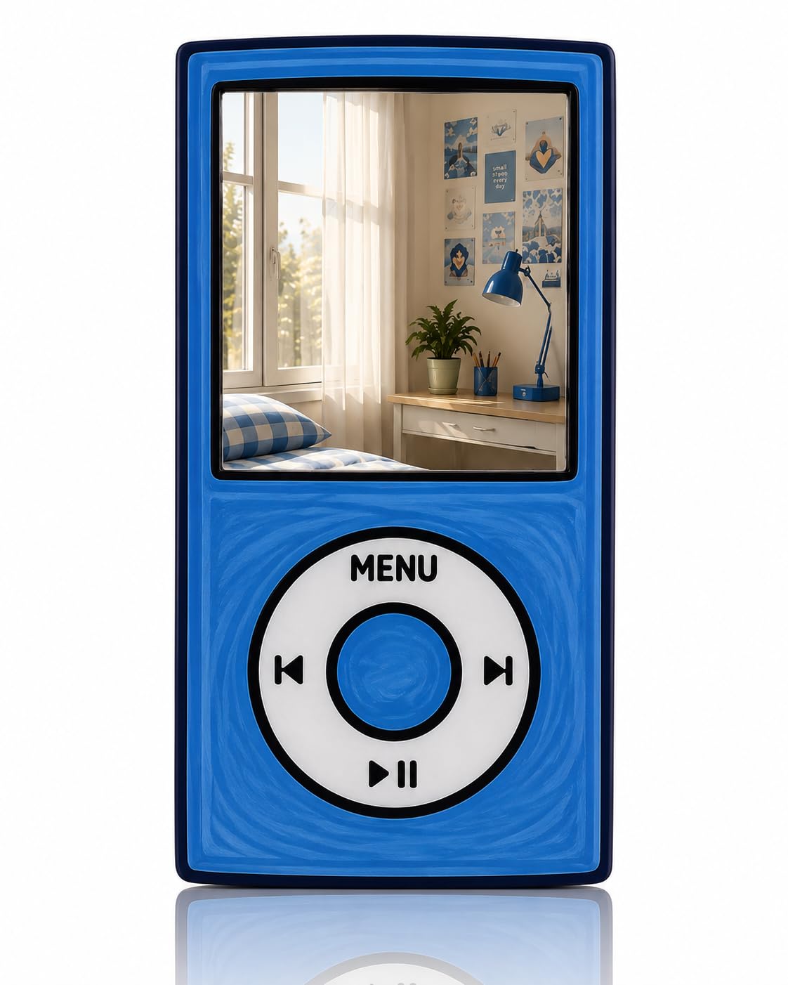 Retro Music Player Style Blue Wall Mirror | Aesthetic Acrylic Decorative Mirror | Modern Wall Decor for Bedroom, Study Room, Gaming Room & Vanity | Ready to Hang-picture-11