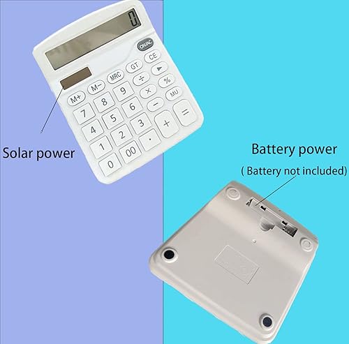 Miniatura 4 de YOUHO Calculadora electrónica de función estándar de doble potencia de batería solar con pantalla LCD grande - blanco