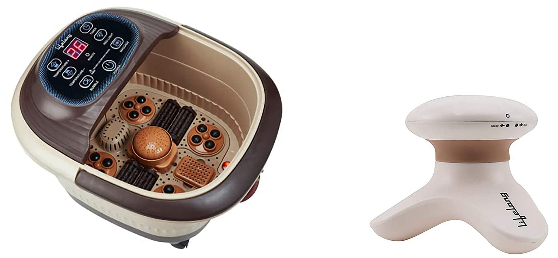 Lifelong LLM279 Foot Spa and Massager With Automatic Rollers, Digital Panel & LLM09 Mini Head and Body Massager - Portable Compact Full Body Vibration Electric Battery Operated (Brown)-image-38