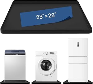 73x73 cm Large Thickened Silicone Washing Machine Drain Pan - 2.5cm Raised Edge Washing Machine Tray, Non-Slip Washing Machine Pan for Under Washer and Dryer (Black)
