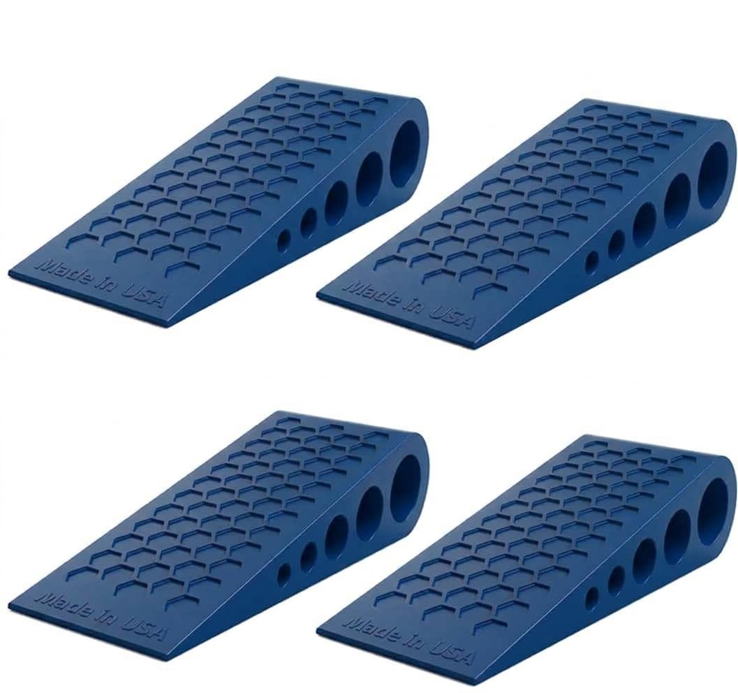 Door Stoppers for Bottom of Door Premium Floor Rubber Door Stop Wedge Made in USA Heavy Duty Honeycomb Design for Carpet, Tile, Ideal for Home, School, Commercial,Blue 4 Pack