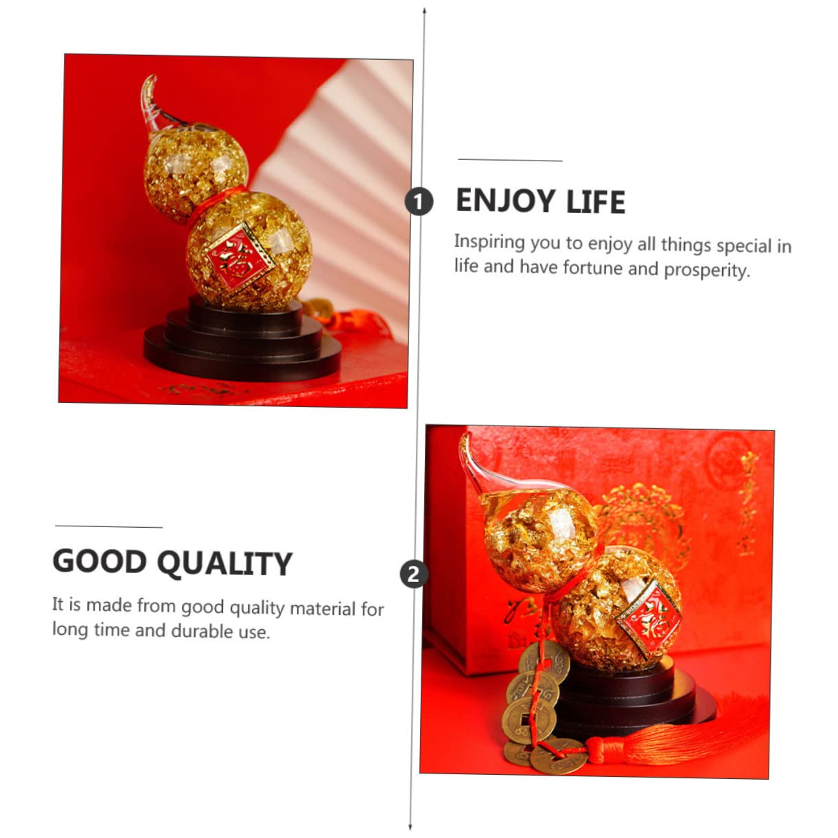 Zerodeko Kristall Kürbisdeko Gold, 1 Stück, Gourd Form, Kunstoff | Schreibtischdekoration für Zuhause und Hotel, 24k Goldfolie, Dekoratives Sammlerstück