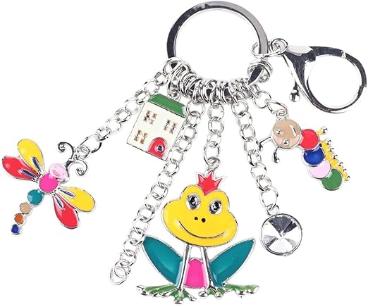 Ksydhwd Llavero Aleación Esmaltada Rana Libélula Oruga Cuelga Llavero