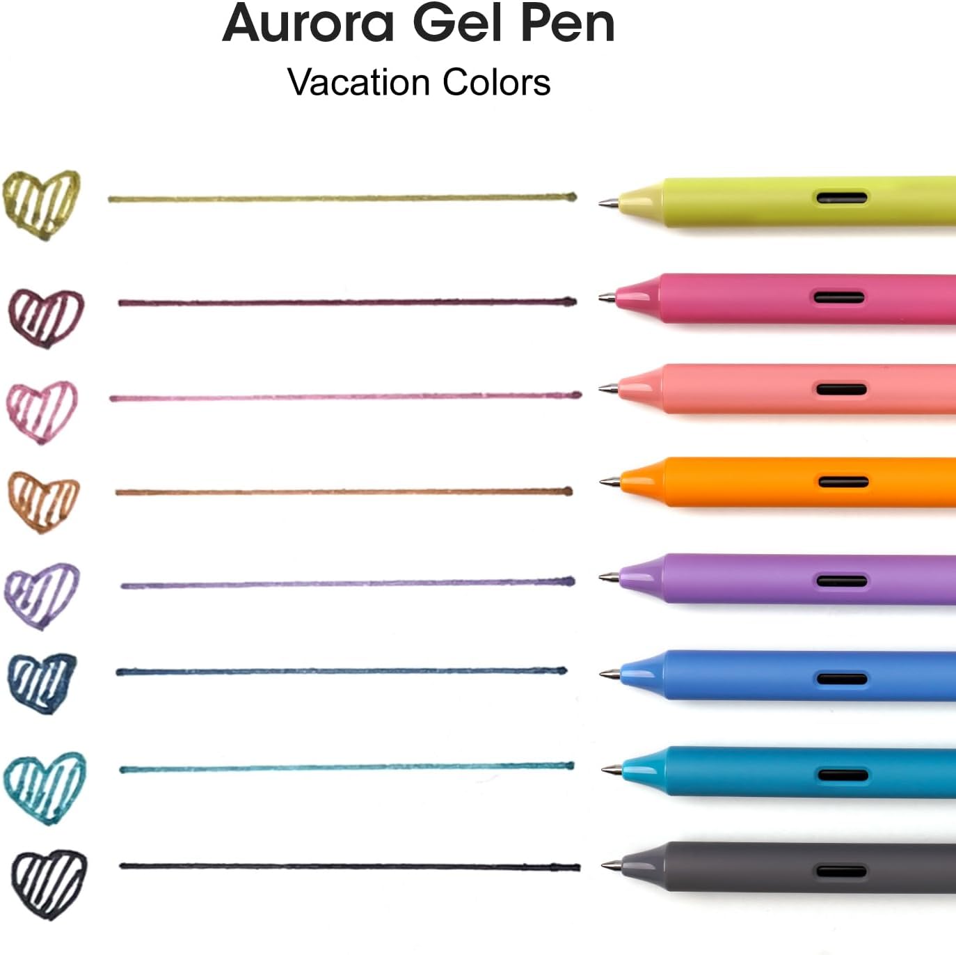 WRITECH Gel Pens Fine Point: Retractable Pen 8ct Vintage Ink Colors 0.5mm Multi Colored for Smooth Writing Journaling Assorted Coloring Note Taking No Bleed & Smear & Smudge (Vacation Set) - Image 2