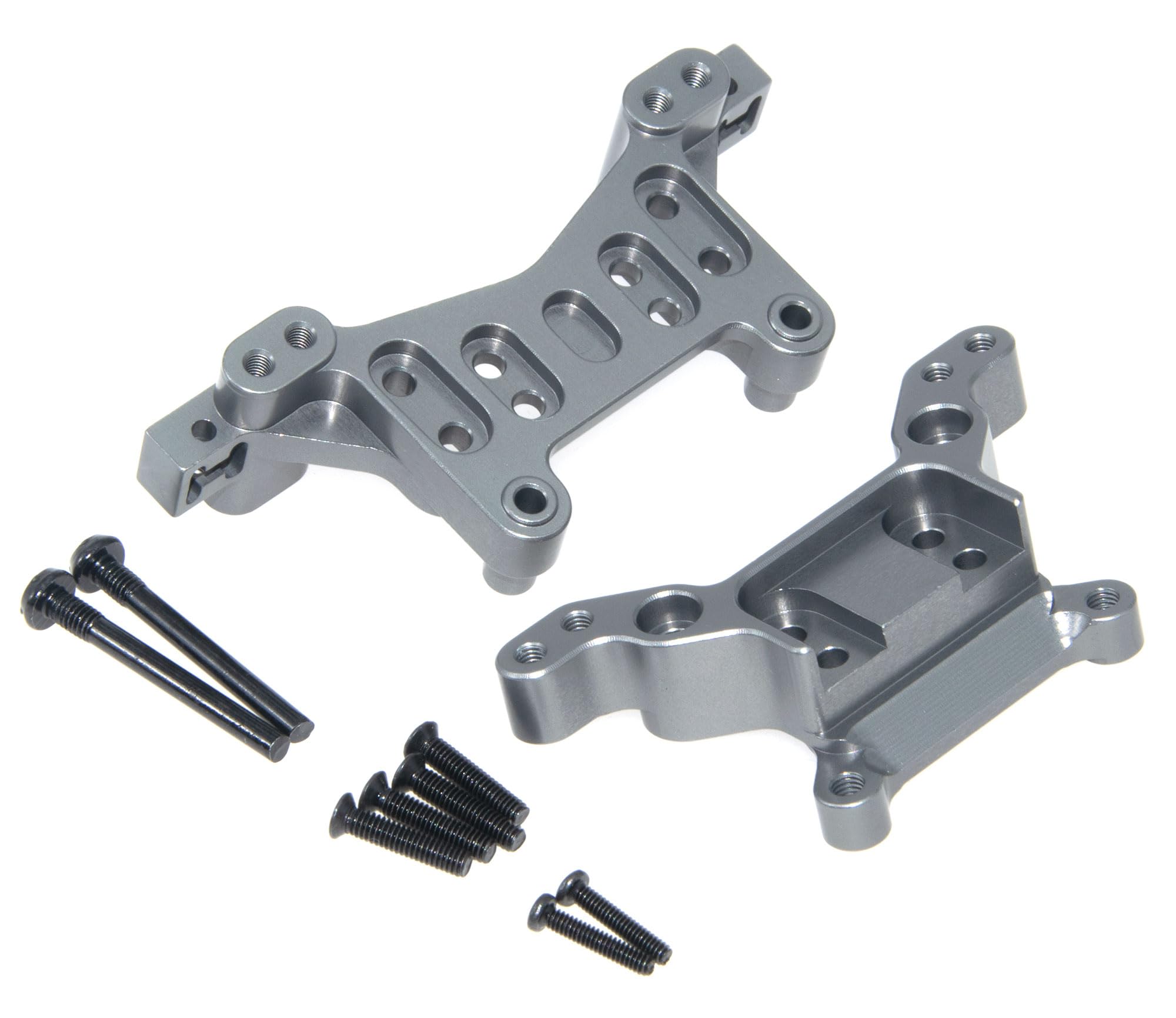 Shock Tower Part Compatible with 16170 16180 MJX Hyper GO 16207 16208 16209 16210 H16BM H16GT H16DR H16 1/16 Rc Car Front Rear Shocks Mount Aluminum Alloy Metal Upgrade 2Pcs(Titanium)