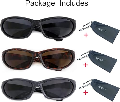 Miniatura 5 de 3 pares de lentes de sol de lectura bifocales para hombres y mujeres, gafas de sol cuadradas deportivas vintage con tramposos integrados