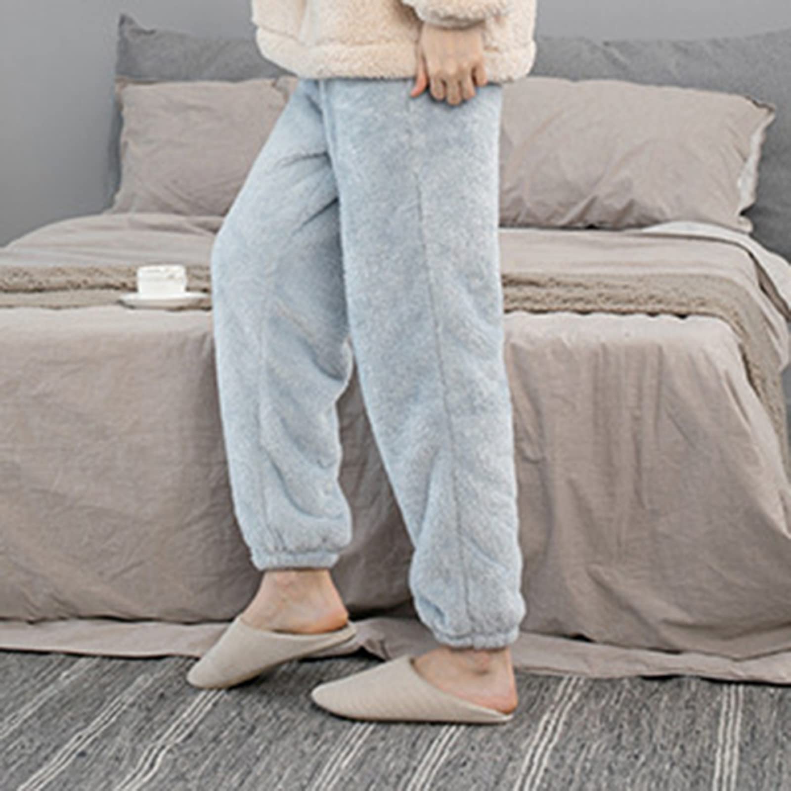 Pyjama long en flanelle pour femme - En polaire thermique - Douillet - Avec écharpe - Vêtement de nuit chaud - Ensemble 2 pièces - Haut moelleux - Manches longues - Pantalon de pyjama doux
