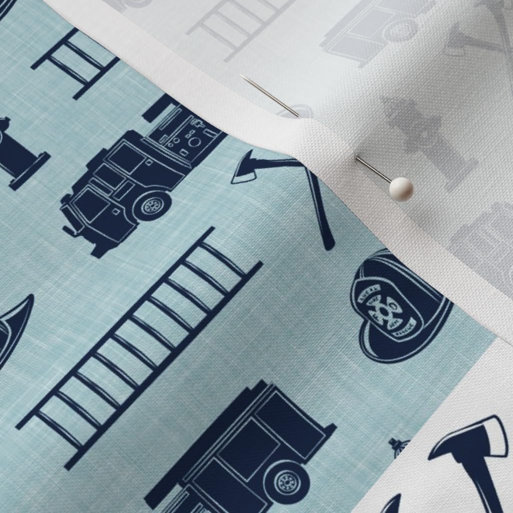 Spoonflower Fabric - Firefighter Wholecloth Patchwork Red Blue Navy Future Boy Fire Truck Printed on Petal Signature Cotton Fabric by The Yard - Sewing Quilting Apparel Crafts Decor