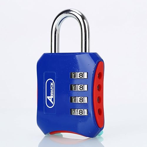Miniatura 2 de ABRAFOX Candados resistentes de 4 dígitos de combinación de códigos reconfigurables, cerraduras de equipaje para gimnasio, interior, escuela o