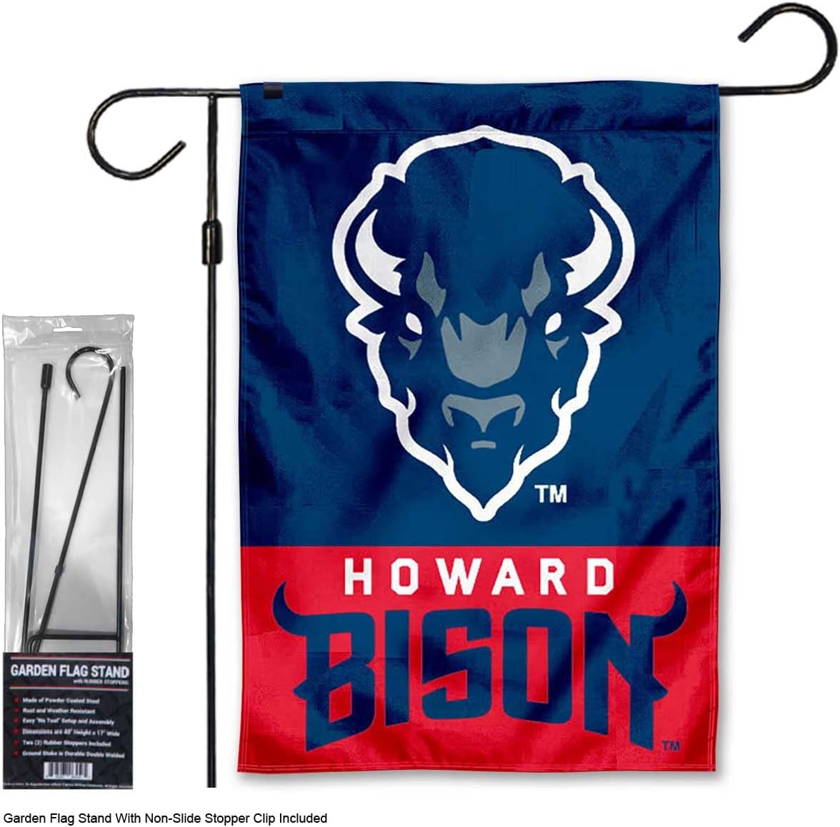 Howard Bison Garden Banner Flag with Flag Pole Stand Set - Image 2