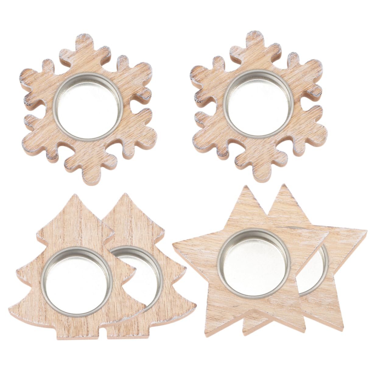 MUCKLILY 6pcs Wooden Tealight Candle Holders Creative Christmas Candle Holder Decoration for Home Table Centerpiece and Festive Events