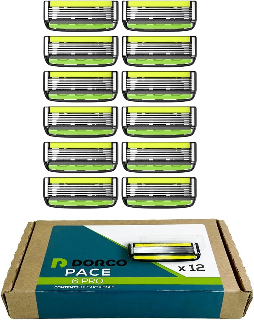 Pace 6 Pro - Six Blade Razor System with Trimmer - 12 Pack Refill (No Handle)