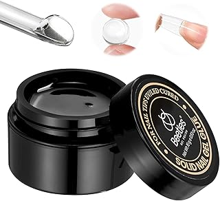Beetles Solid Nail Glue Gel for False Tips, 15g Strong Adhesion for Press on Acrylic Tips, Clear Hard Gel 3D Sculpting for Christmas Nail Art UV Light Cured