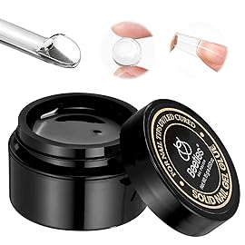 Beetles Solid Nail Glue Gel for False Tips, 15g Strong Adhesion for Press on Acrylic Tips, Clear Hard Gel 3D Sculpting for Christmas Nail Art UV Light Cured