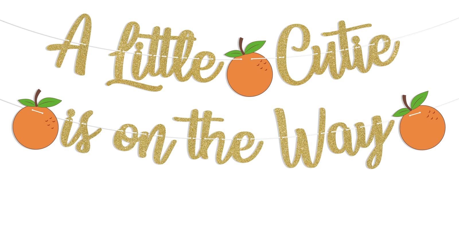 Banner "A Little Cutie Is On Her Way" – Orange Glitzer-Dekoration Für Babyparty, Geburtstagsfeier