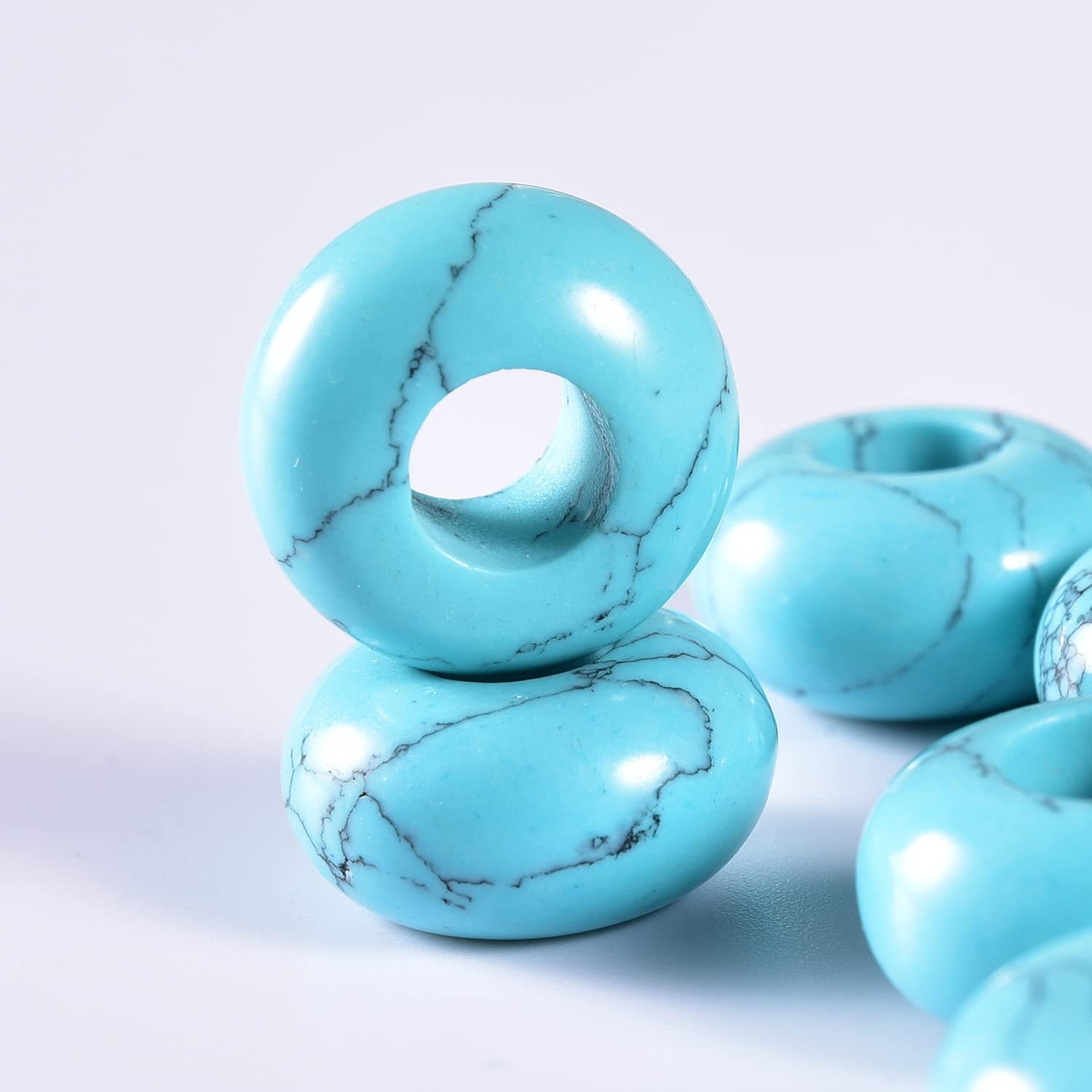 Natural Stone Beads With Large Holes - 8x14mm Polished Rondelle Gemstone Beads For Jewelry Making (50 Piece Mix)