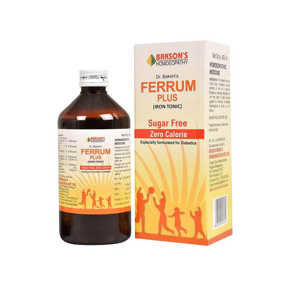 Dr. Bakshis BAKSONS HOMOEOPATHY Ferrum Plus (Sugar Free) Syrup (450ml) (B0BX64X252) Amazon Price History, Amazon Price Tracker