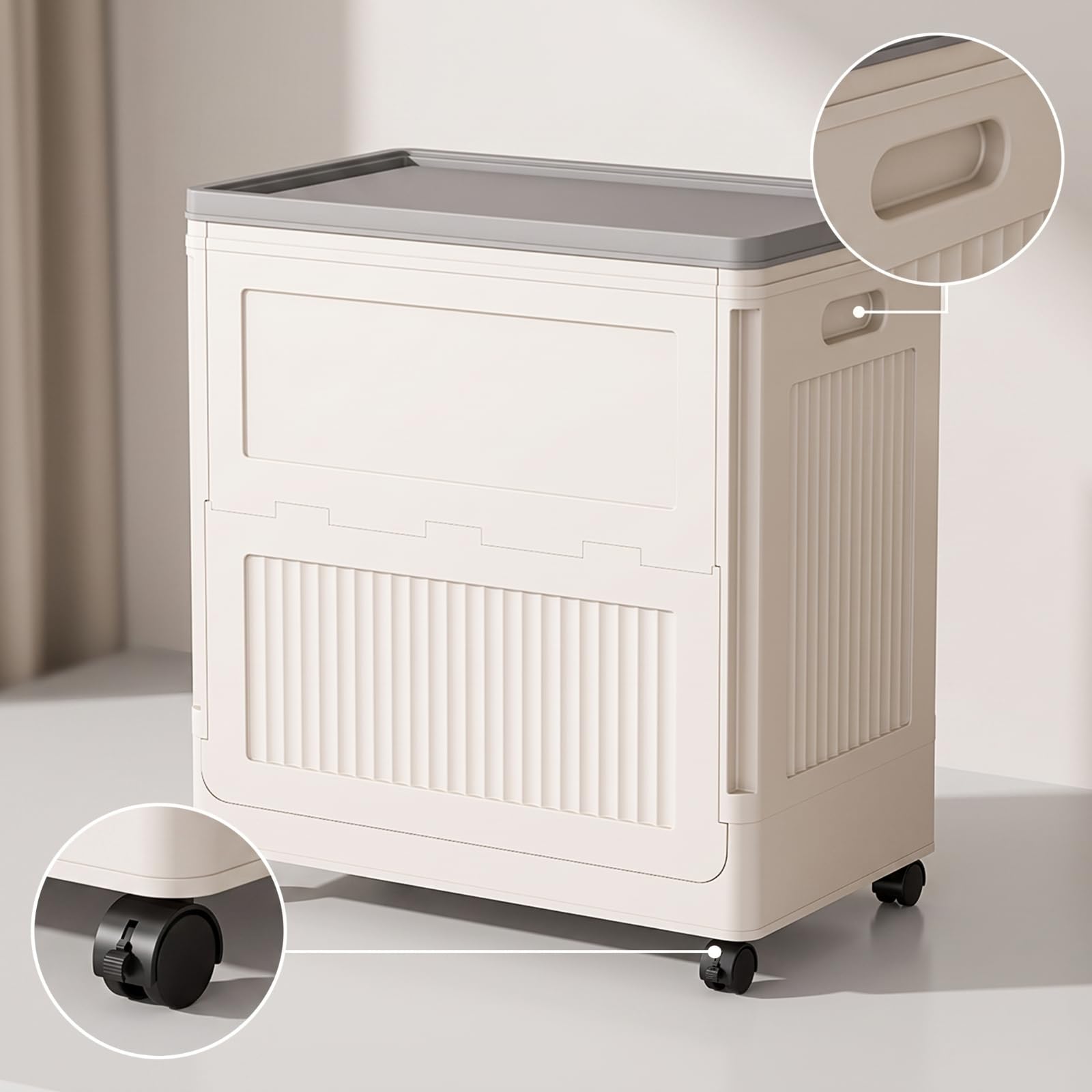 Boîte Rangement pour Vêtements Mobile, Gris, 50 Cm