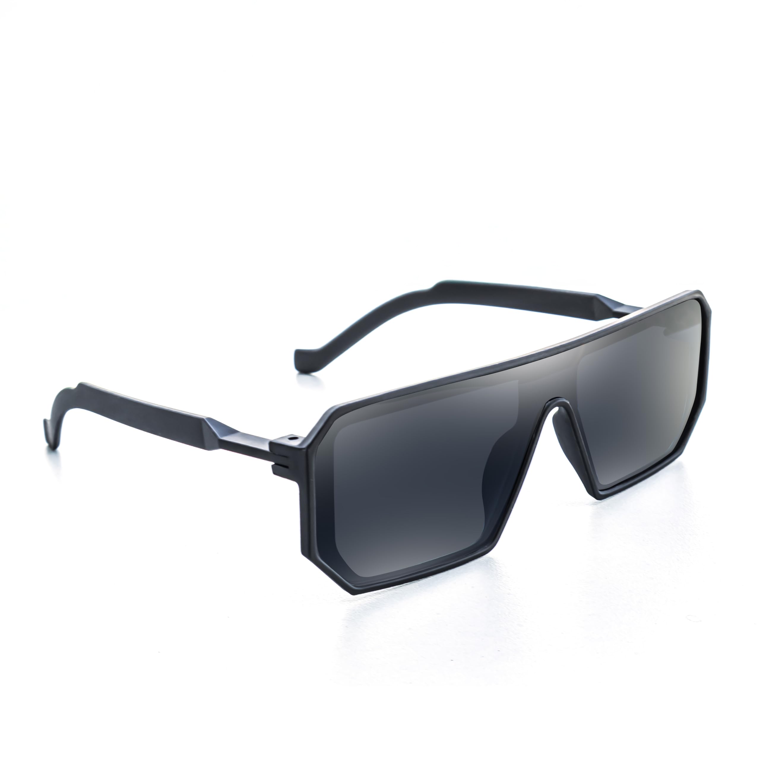 Black Shield Frame Sunglasses for Men, UV Protection, Oversized Design, Lightweight-image-33