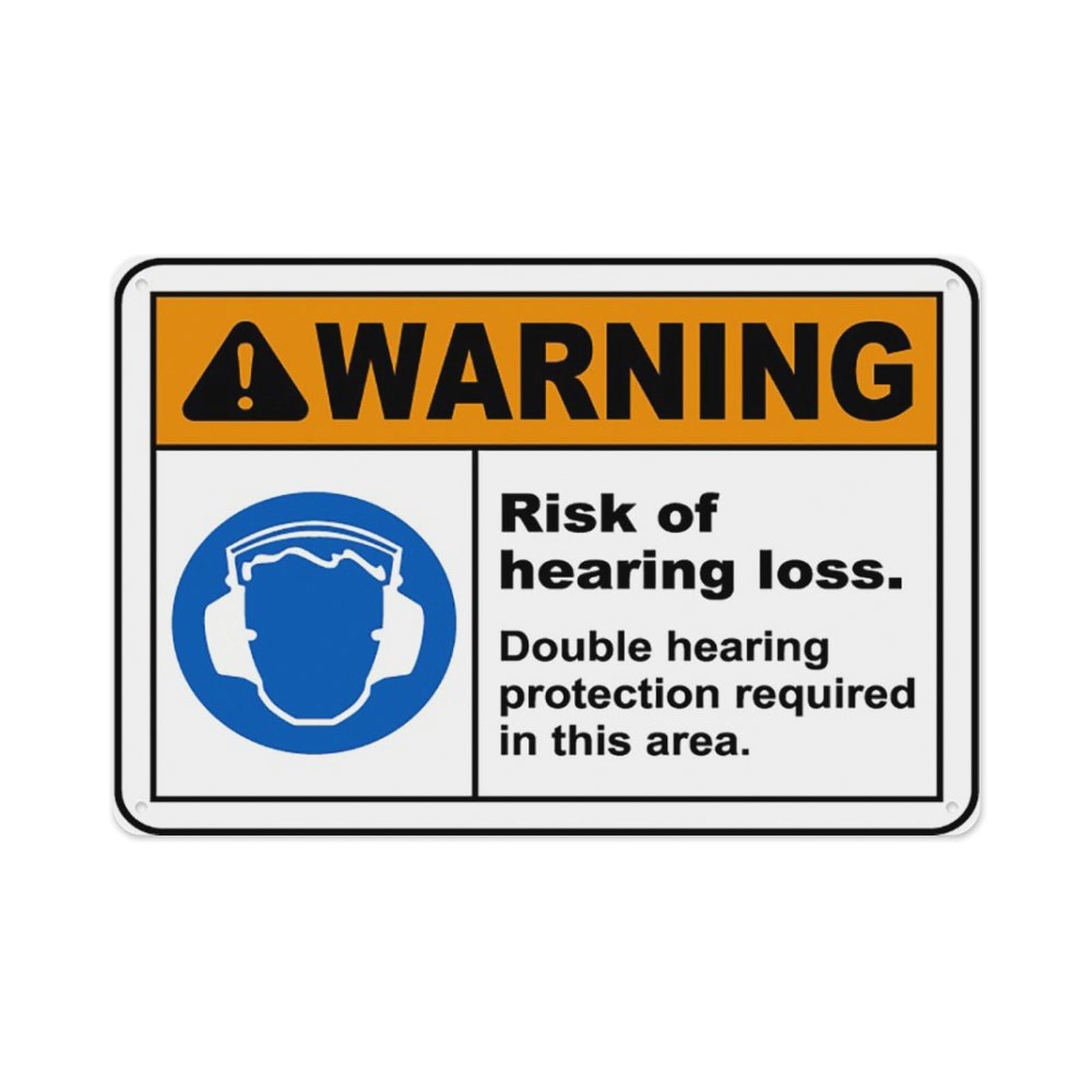 Peiyeety A08 Double Hearing Protection Sign Aluminum Tin Warning Signs For Home Outdoor Garden 8X12 Inches