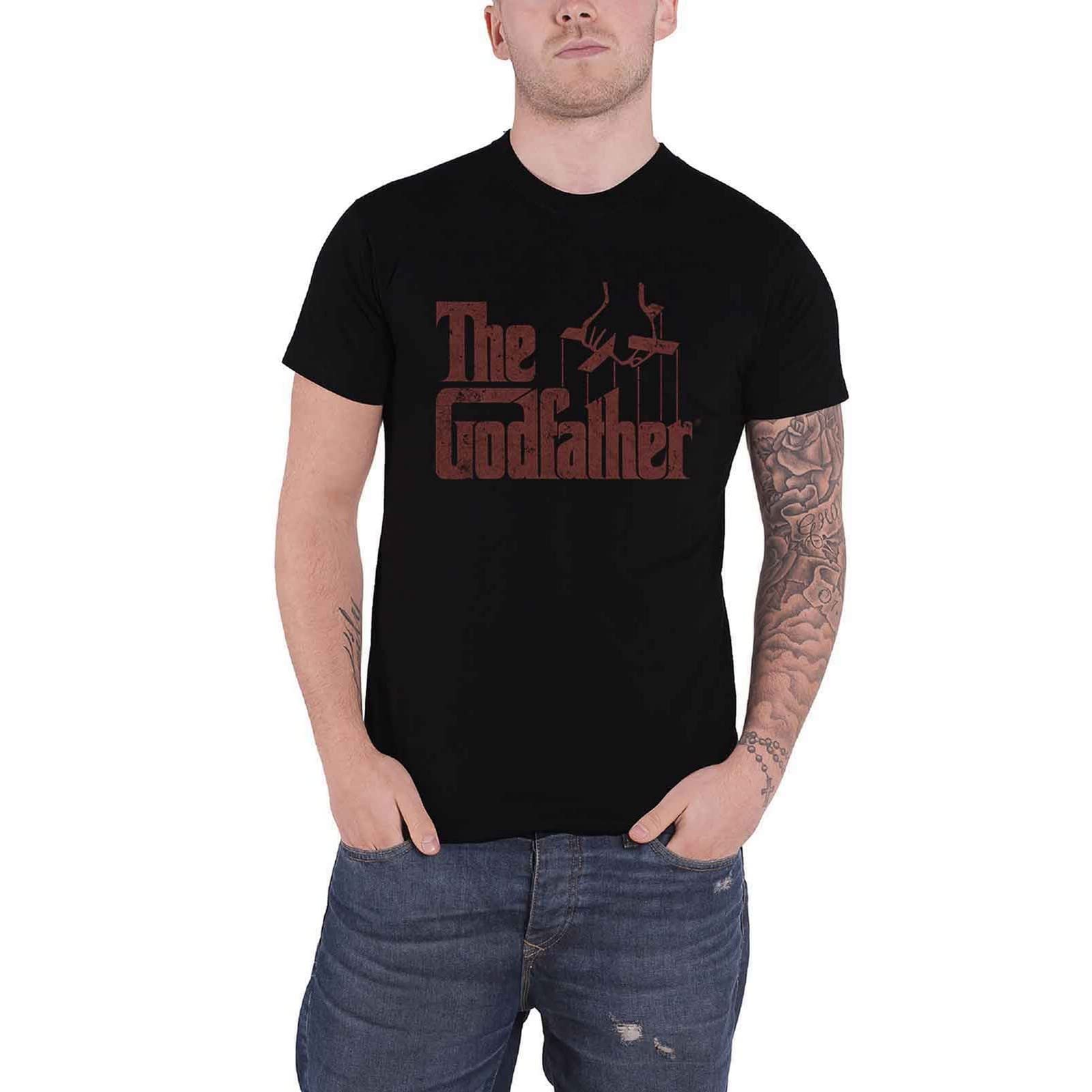 The Godfather Men's Black T Shirt Movie Logo Brown New Official Xl