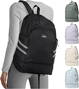 coofay Gym Backpack For Women Waterproof Backpack With Shoe Compartment Lightweight Travel Backpacks Black Sports Backpacks Large Gym Bag