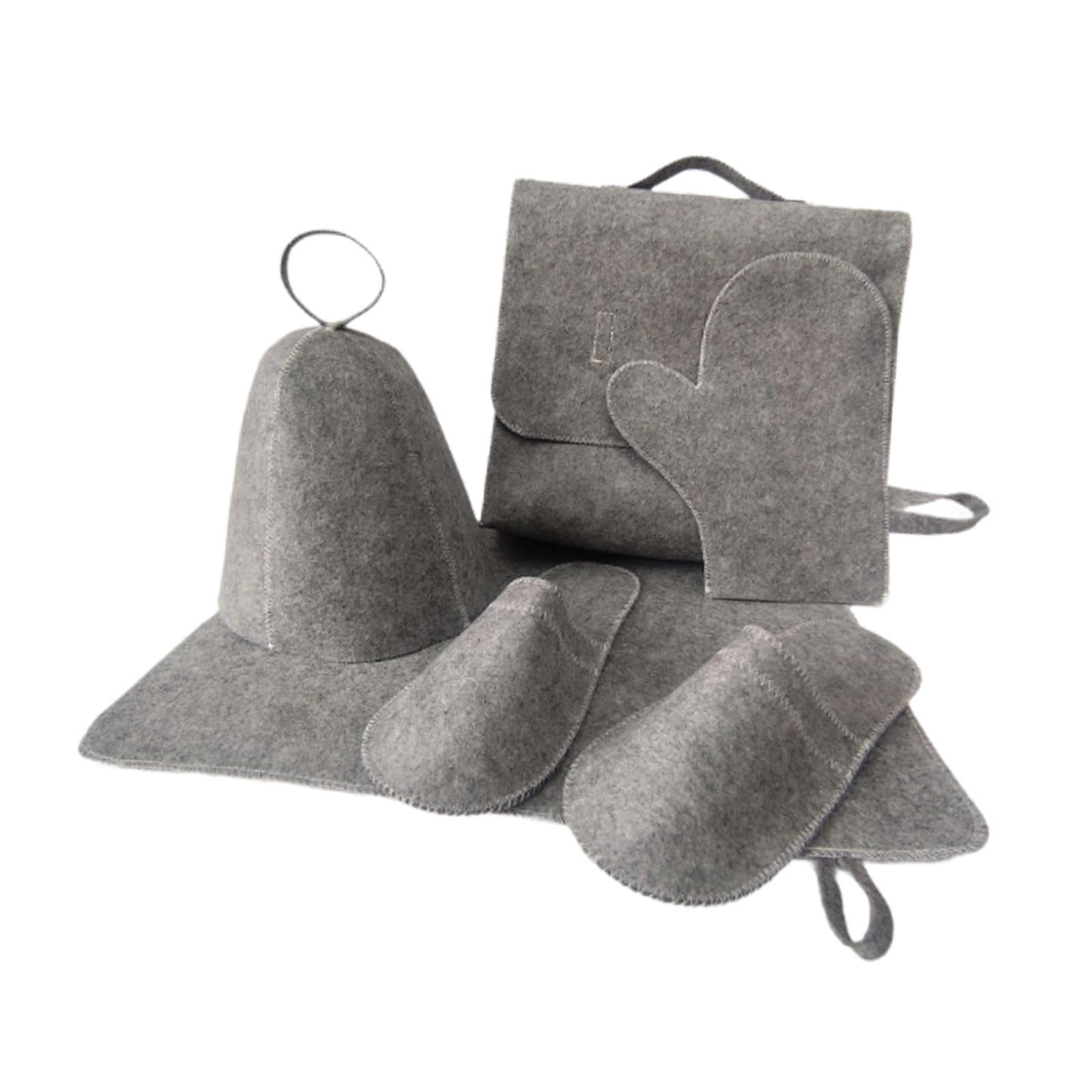 Bothyi 5 Pieces Sauna Hat Set Russian Bath Hat Sauna Seat Pad Russian Sauna Set Wool Sauna Hat for Shower Sauna Steam Room SPA, grey-image-20