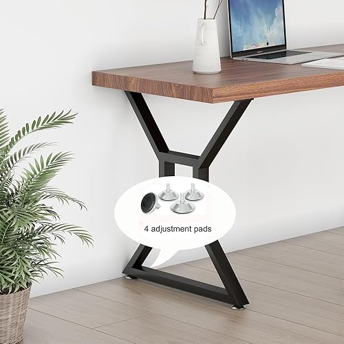 Miniatura 6 de KaKaBB Patas de escritorio de metal de 28 pulgadas, patas de mesa industriales resistentes con patas protectoras ajustables, patas de muebles de
