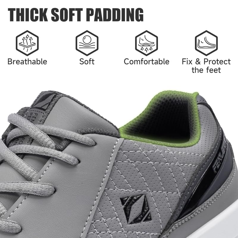 FENLERN Golf Shoes Men, Spiked, Waterproof Leather Upper, Cushioning F0064
