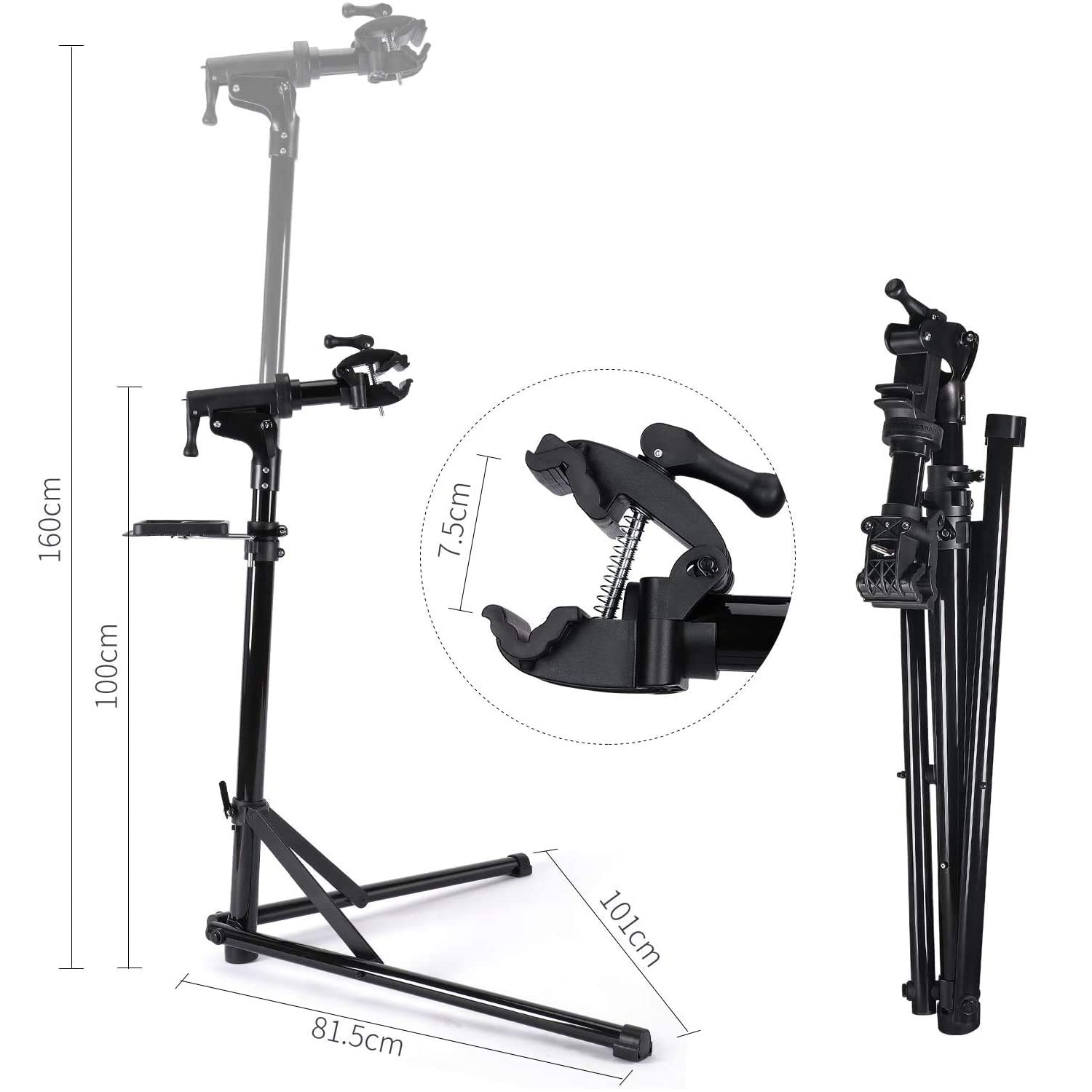 CXWXC Stojak do konserwacji roweru, stojak naprawczy do roweru z obrotowym uchwytem 360°, magnetyczną tacą na narzędzia, kierownicą, maksymalne obciążenie 27 kg, składany, lekki do roweru szosowego i